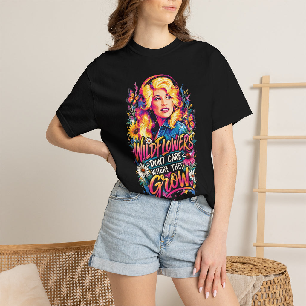 Wildflowers Dont Care Where They Grow Shirt Colorful Wildflower Graphic Tee Boho Western Comfort Colors T-Shirt