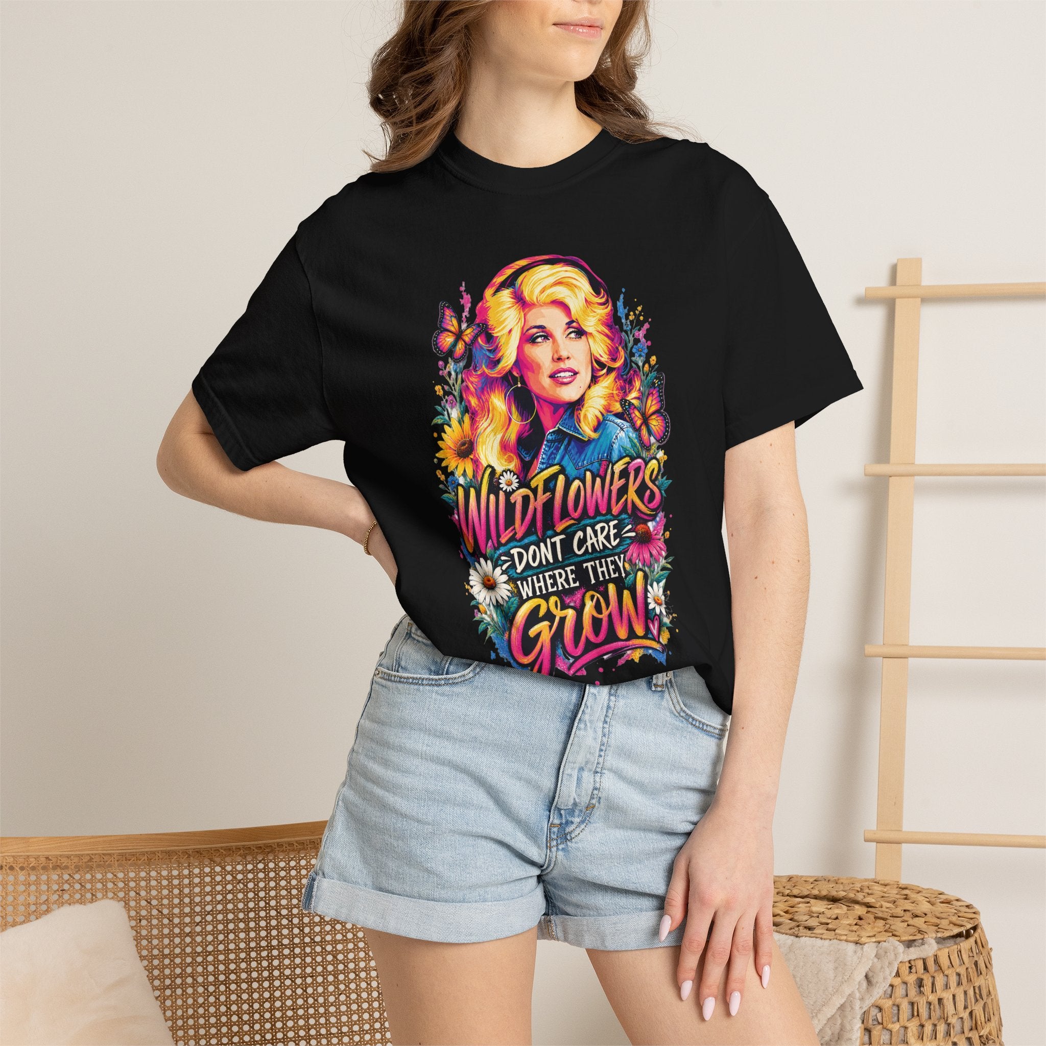 Wildflowers Dont Care Where They Grow Shirt Colorful Wildflower Graphic Tee Boho Western Comfort Colors T-Shirt