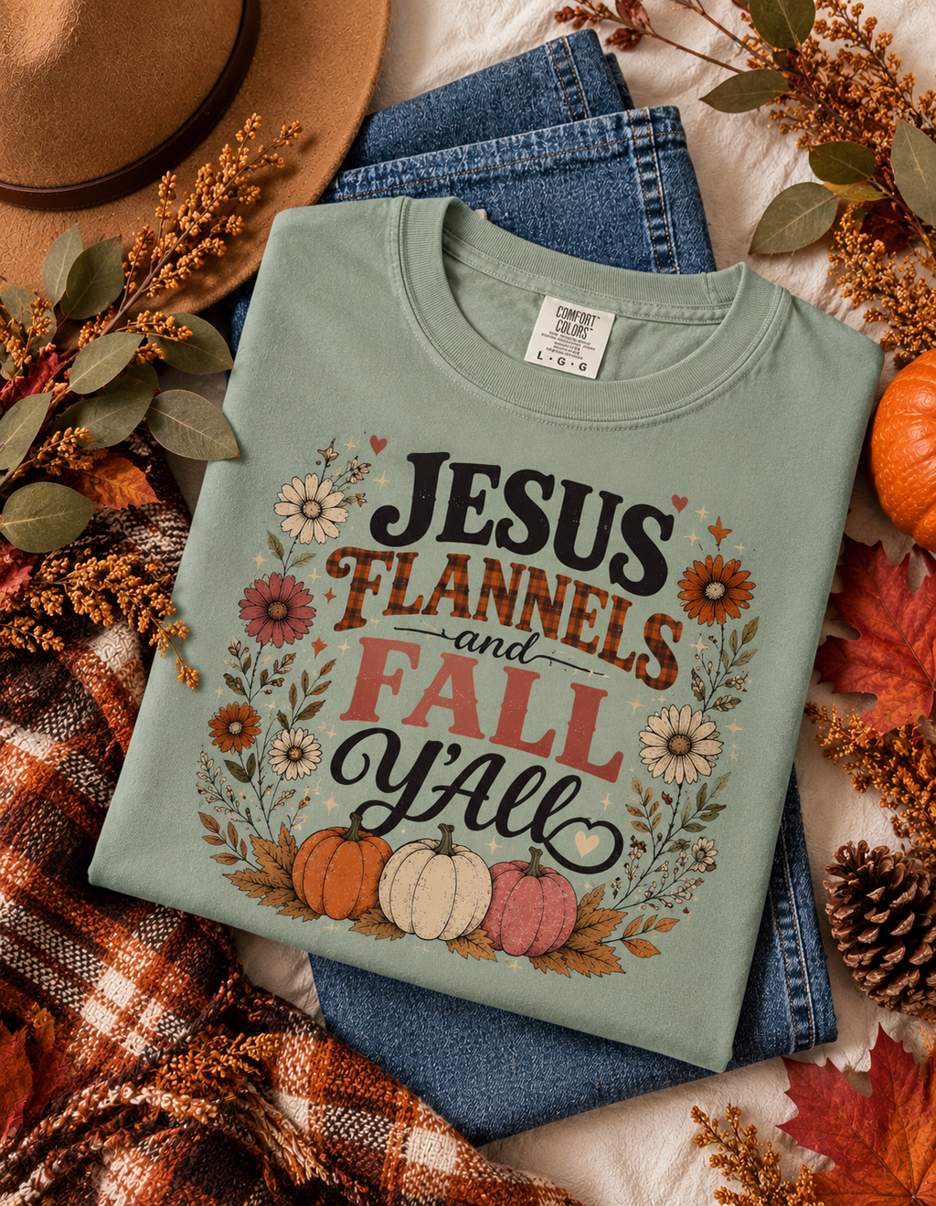 Comfort Colors Jesus Flannels & Fall Ya'll